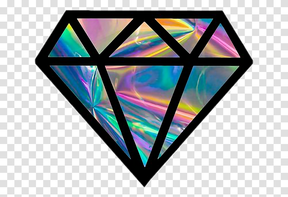 Diamond Holographic Bynisha Colorful Green Blue Purple, Triangle, Stained Glass Transparent Png
