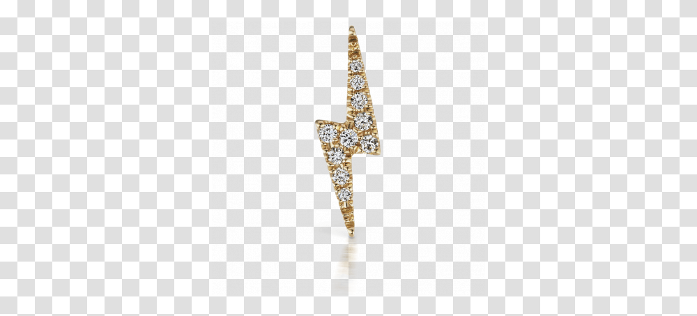 Diamond Lightning Bolt Traditional Stud In Yellow Gold Earring, Cross, Symbol, Star Symbol, Arrow Transparent Png