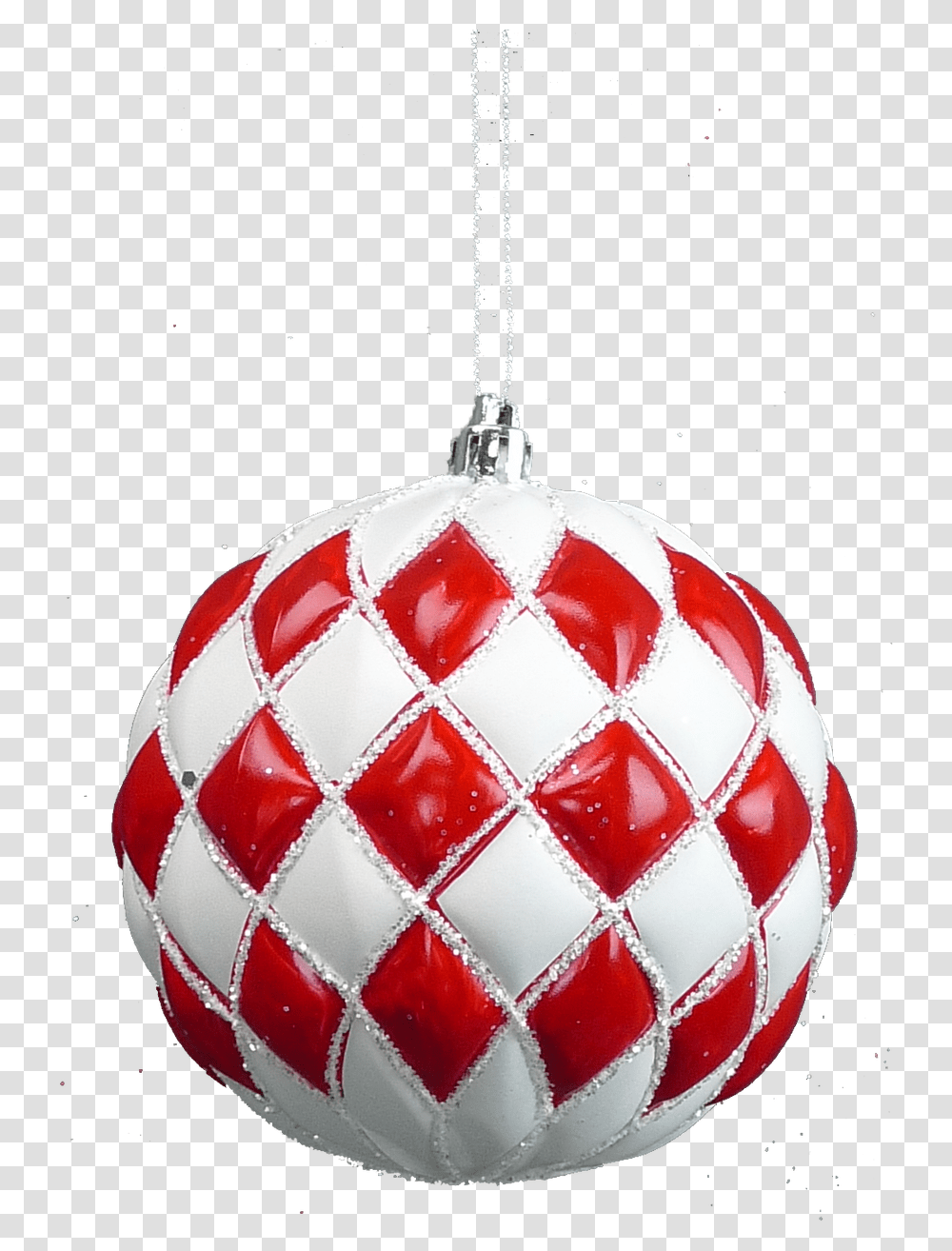 Diamond Pattern Ball Ornament Redwhite Christmas Ornament, Soccer Ball, Football, Team Sport, Sports Transparent Png
