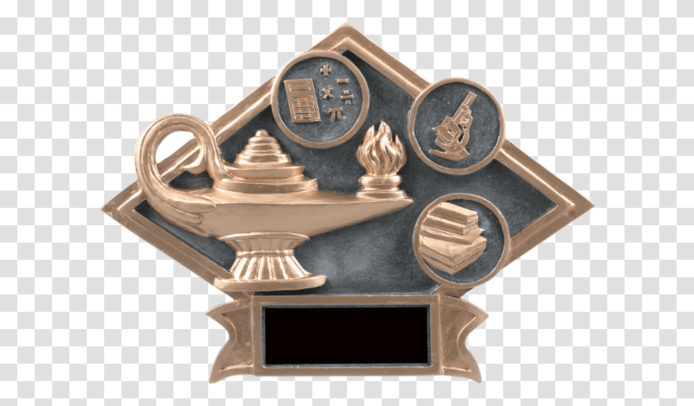 Diamond Plate Lamp Of Knowledge Resin Antique, Bronze, Gold, Trophy, Emblem Transparent Png