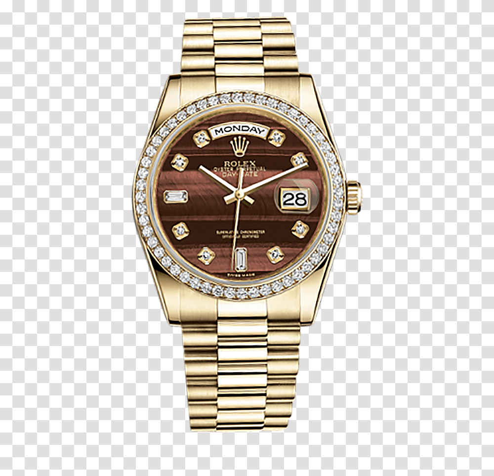Diamond Rolex Banner Rolex Day Date Gold Brown Dial, Wristwatch, Clock Tower, Architecture, Building Transparent Png