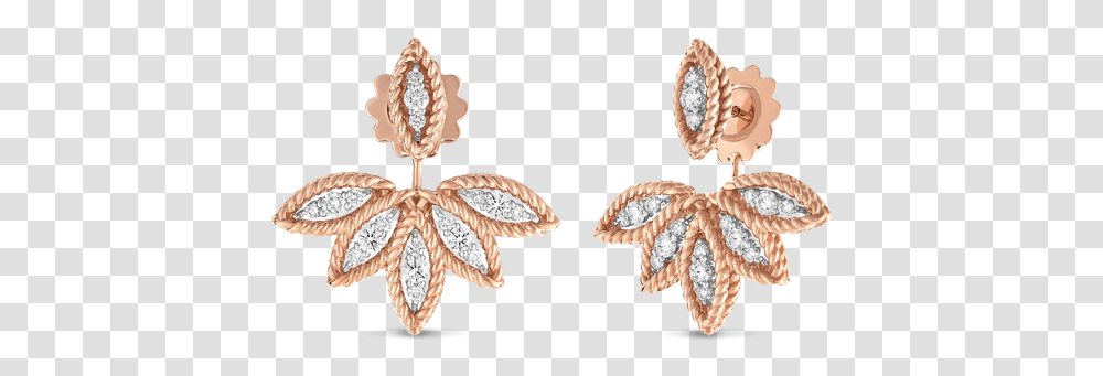 Diamond Stud Earrings With Fan Jacket &ndash 18k Rose Gold Earring Roberto Coin, Accessories, Accessory, Jewelry, Sea Life Transparent Png