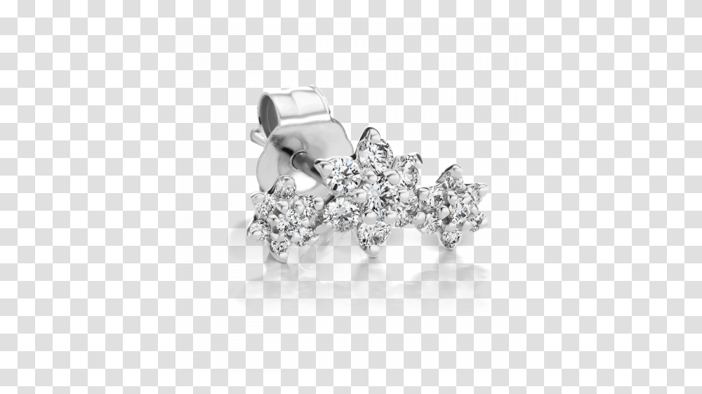 Diamond Three Flower Garland Earstud Earring, Accessories, Accessory, Jewelry, Gemstone Transparent Png