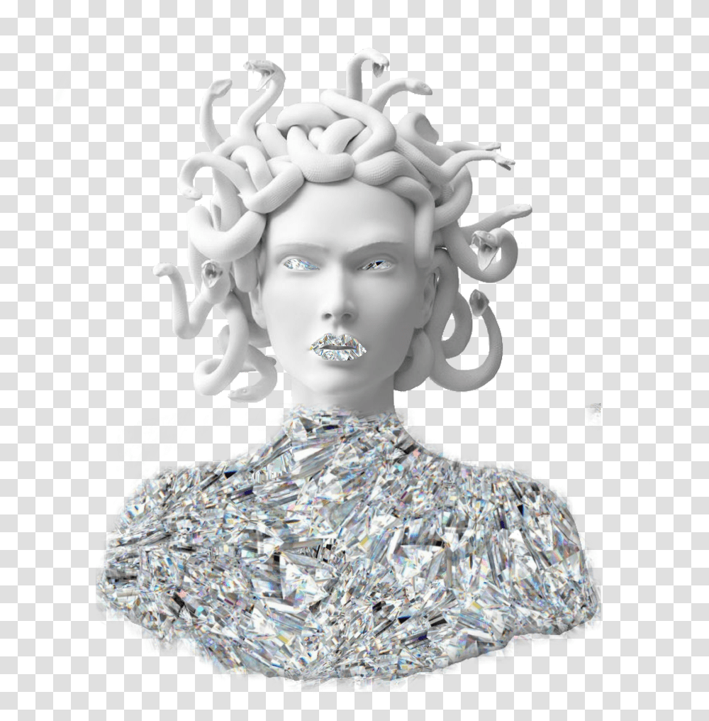Diamondeffect Diamond Shine Aesthetic Aesthetics Medusa Sculpture, Head, Person, Human Transparent Png