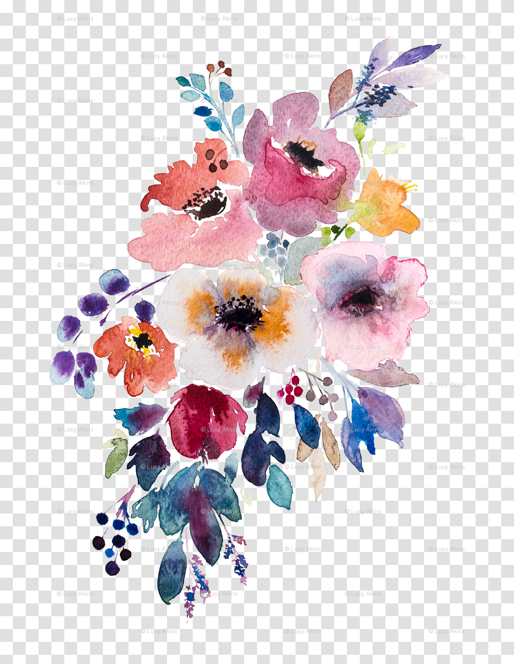 Diamonds Clipart Watercolor Watercolor Fall Flowers, Floral Design, Pattern, Plant Transparent Png