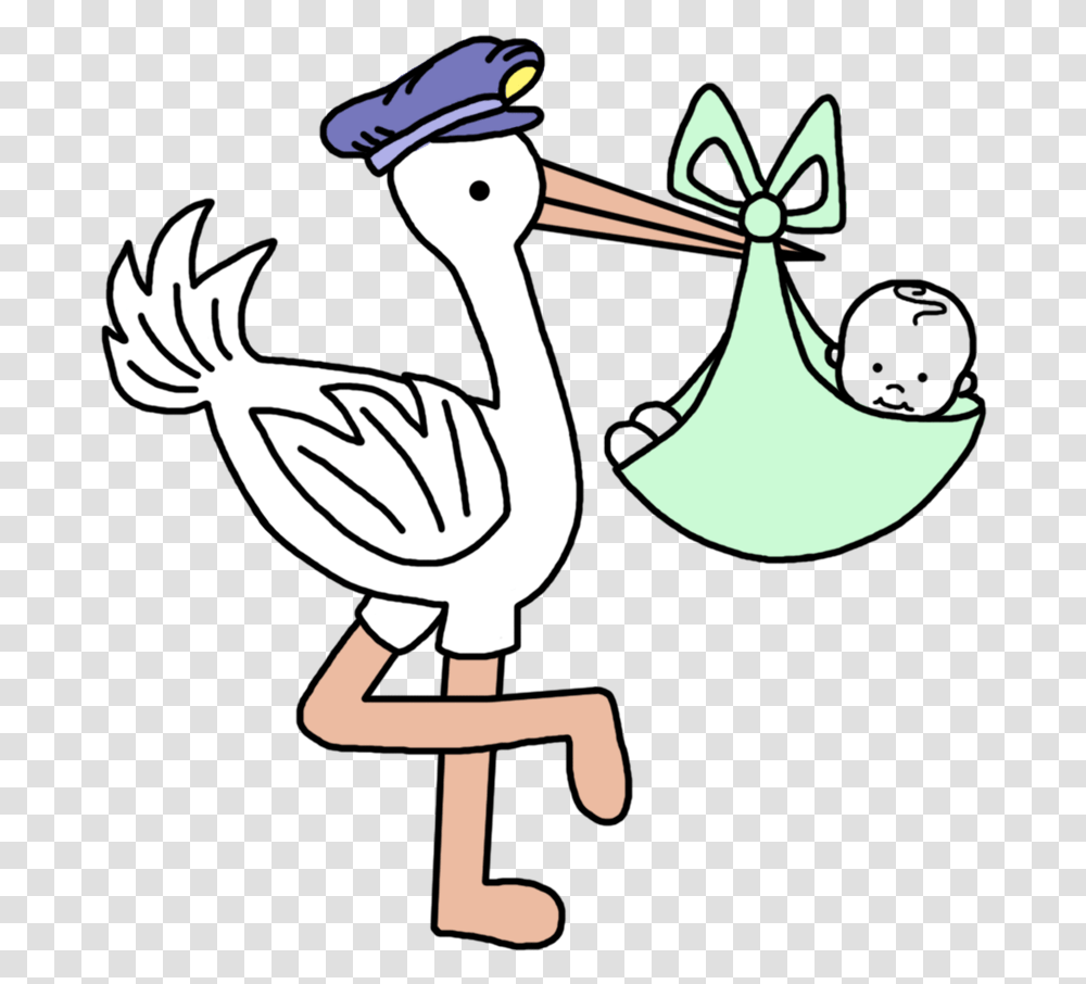 Diaper Clipart Baby Arrival Stork Baby Announcement, Animal, Bird, Drawing Transparent Png