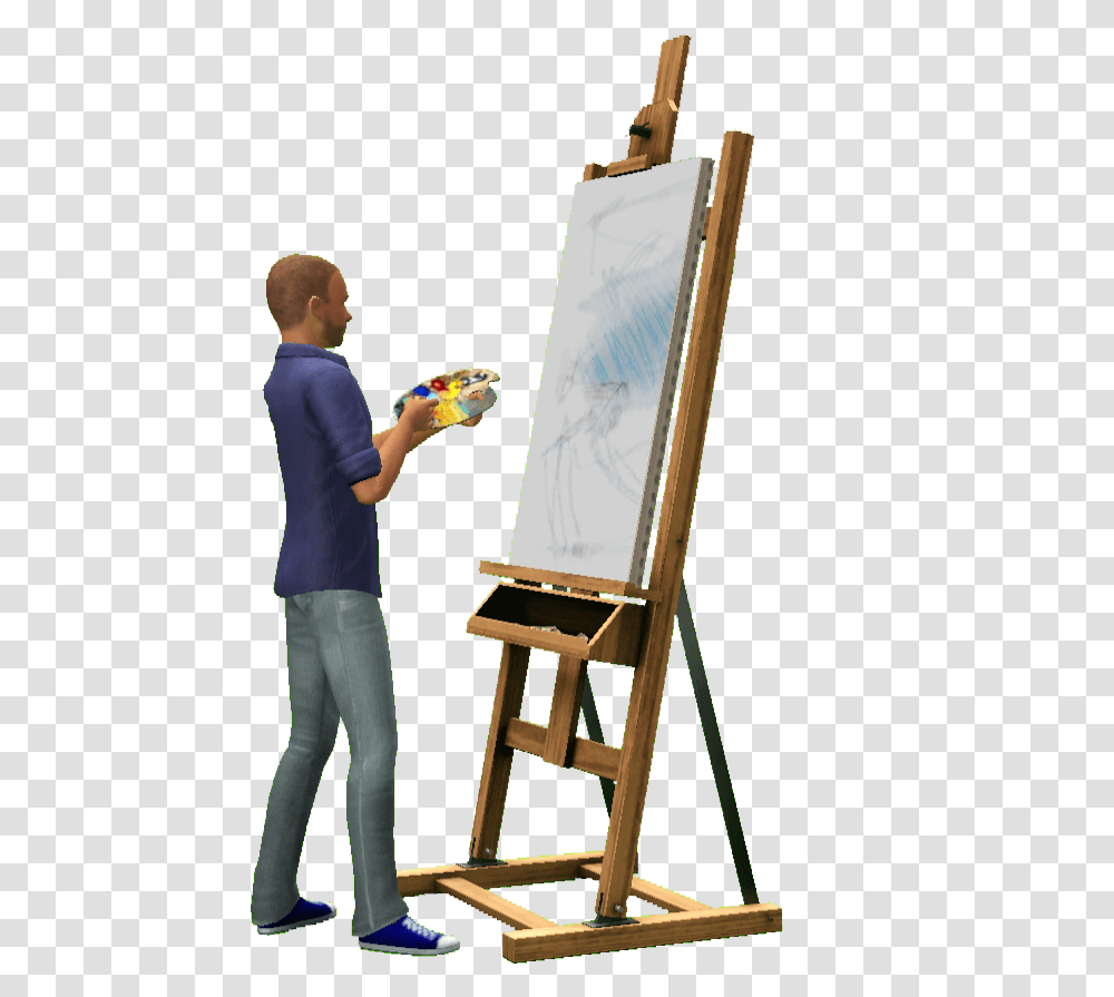 Dibujo De Un Hombre Pintando Un Cuadro, Person, Standing, Canvas, Pants Transparent Png
