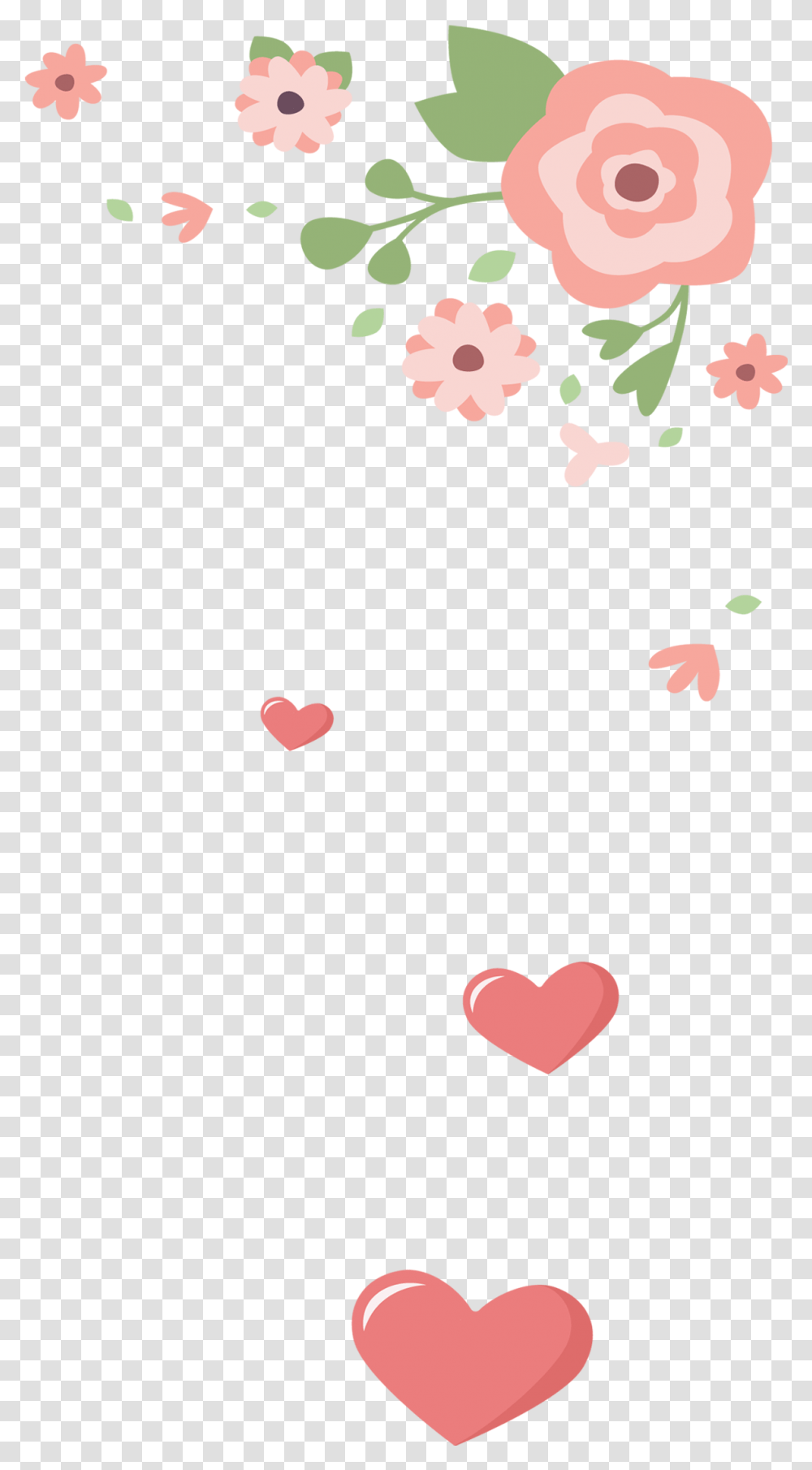 Dibujos Animados Hechos A Mano Con Flores Rosas Decorativas Flores Rosadas Animadas, Plant, Flower, Blossom, Heart Transparent Png
