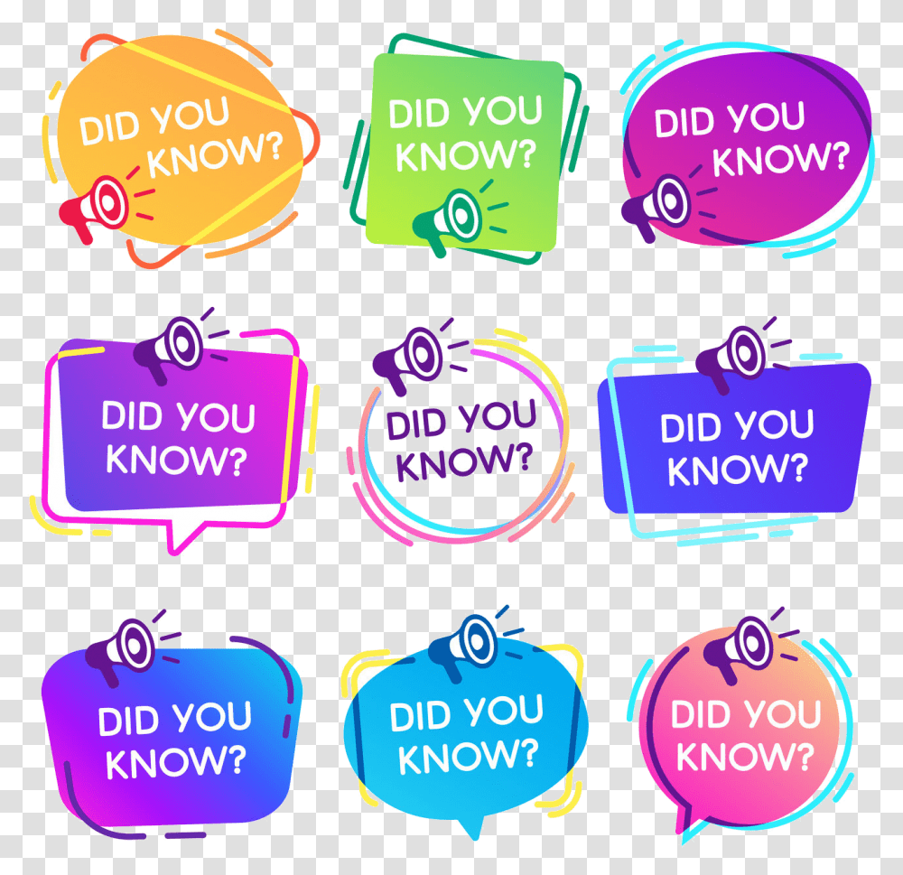 Did You Know Labels Interesting Facts Speech Bubbles Did You Know Facts About Arts, Light, Alphabet Transparent Png