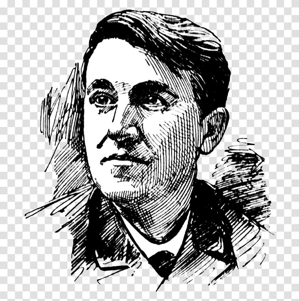Didn't Smile Often Thomas Alva Edison, Person, Human, Drawing Transparent Png