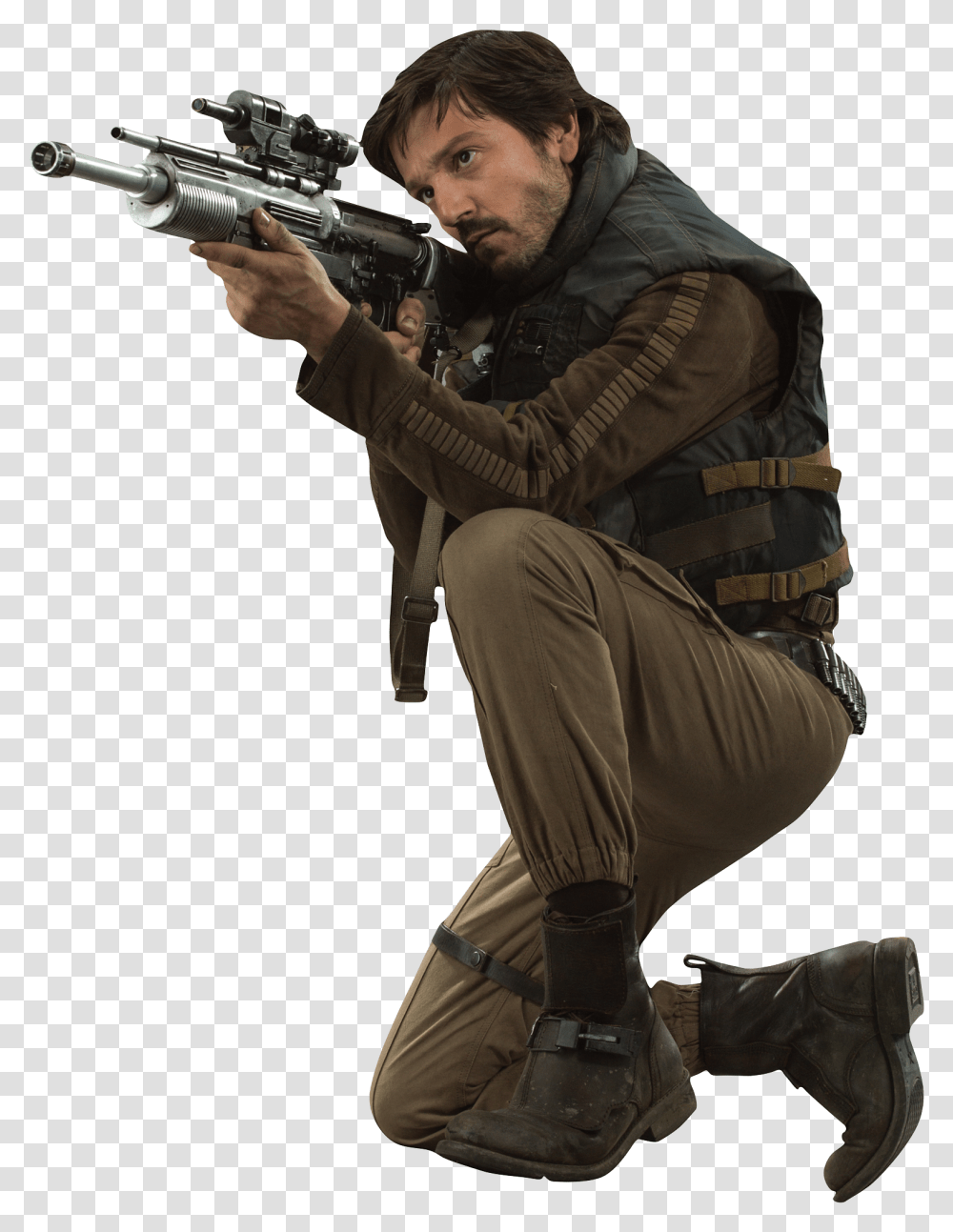 Diego Luna As Cassian Andor The Characters Of Rogue Rogue One Rebel Cosplay, Person, Human, Gun, Weapon Transparent Png