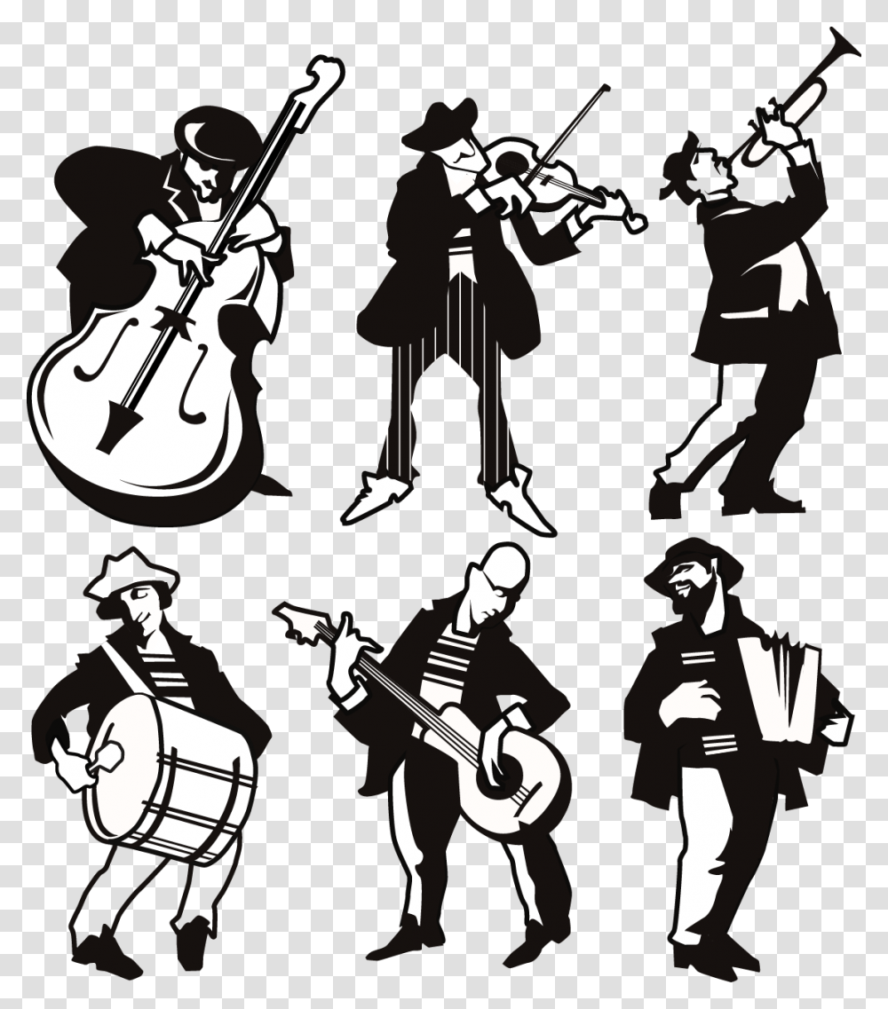 Different Musicians Silhouette Figuras De Musicos, Person, Musical Instrument, Music Band, Leisure Activities Transparent Png