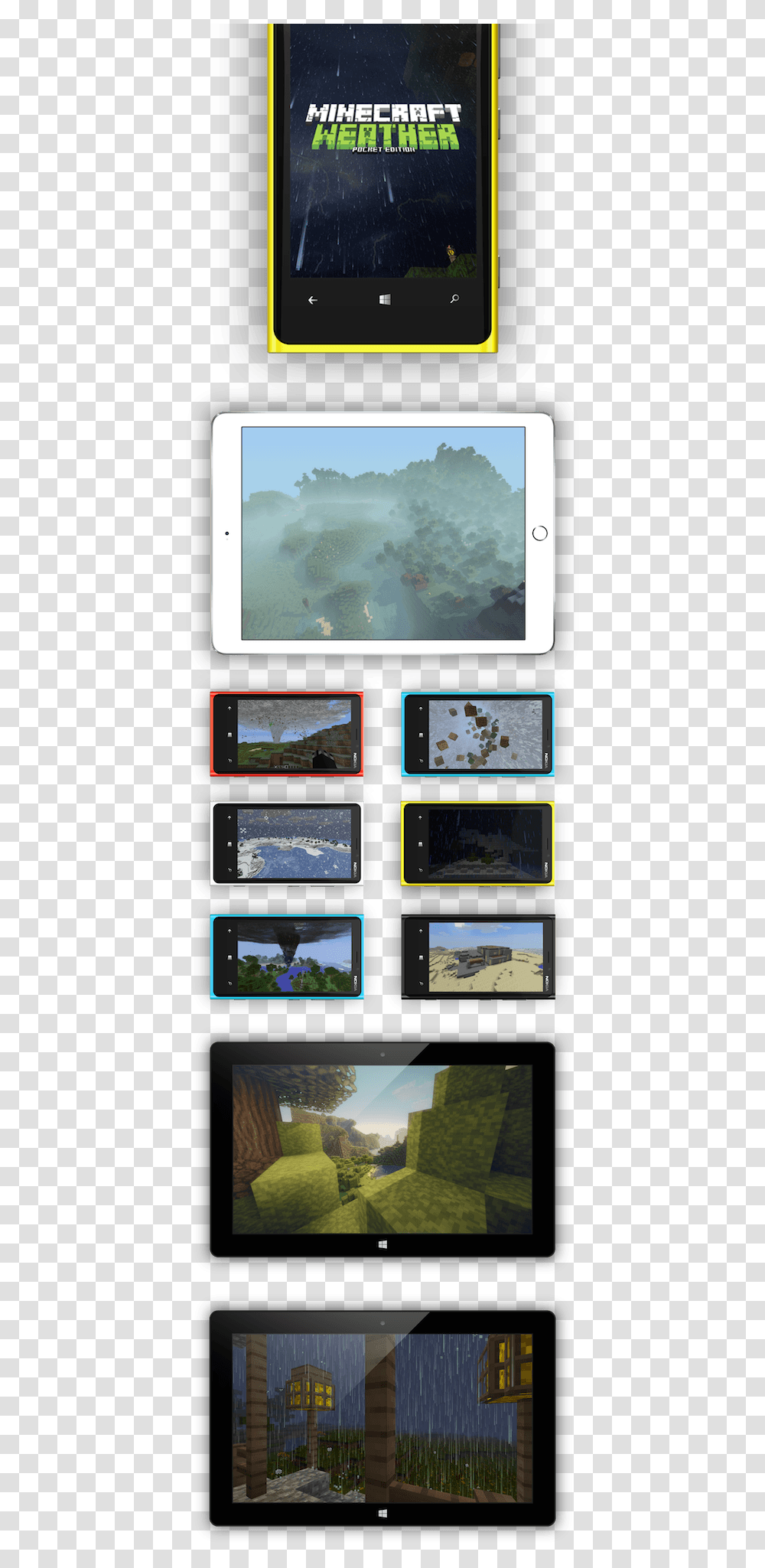 Different Types Of Weather In Minecraft Weather Gadget, Monitor, Mobile Phone, Collage, Advertisement Transparent Png