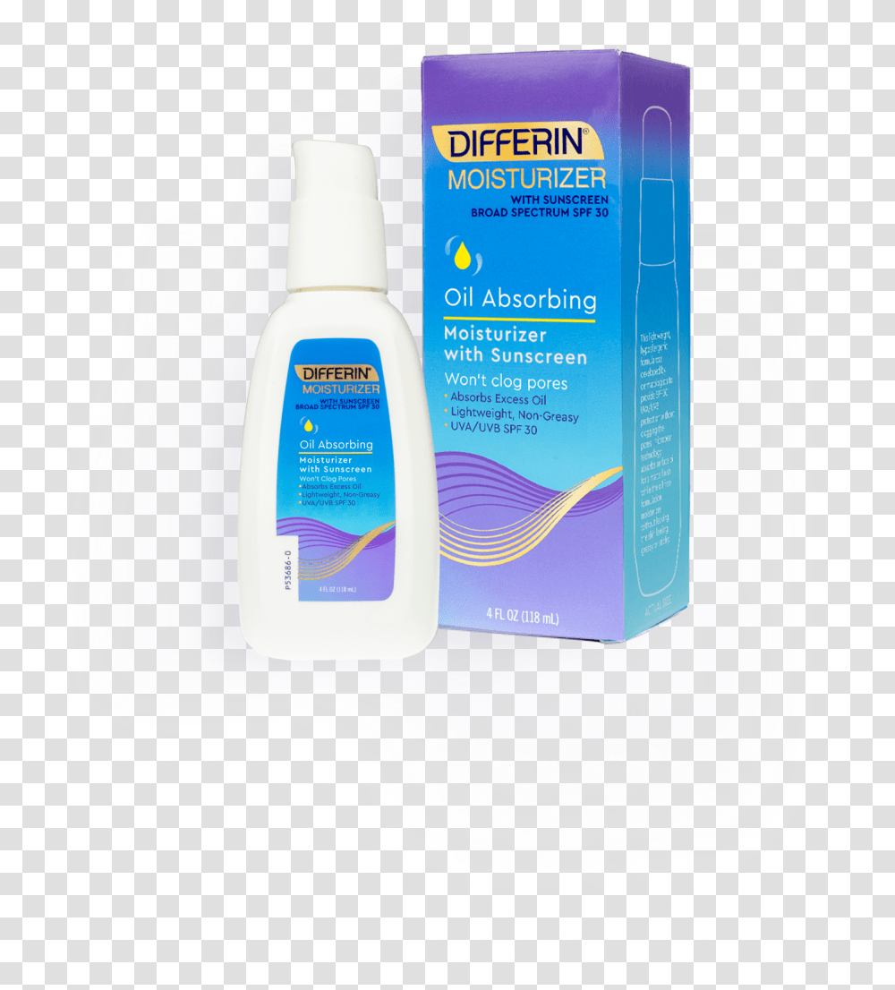 Differin Oil Absorbing Moisturizer, Bottle, Sunscreen, Cosmetics, Lotion Transparent Png
