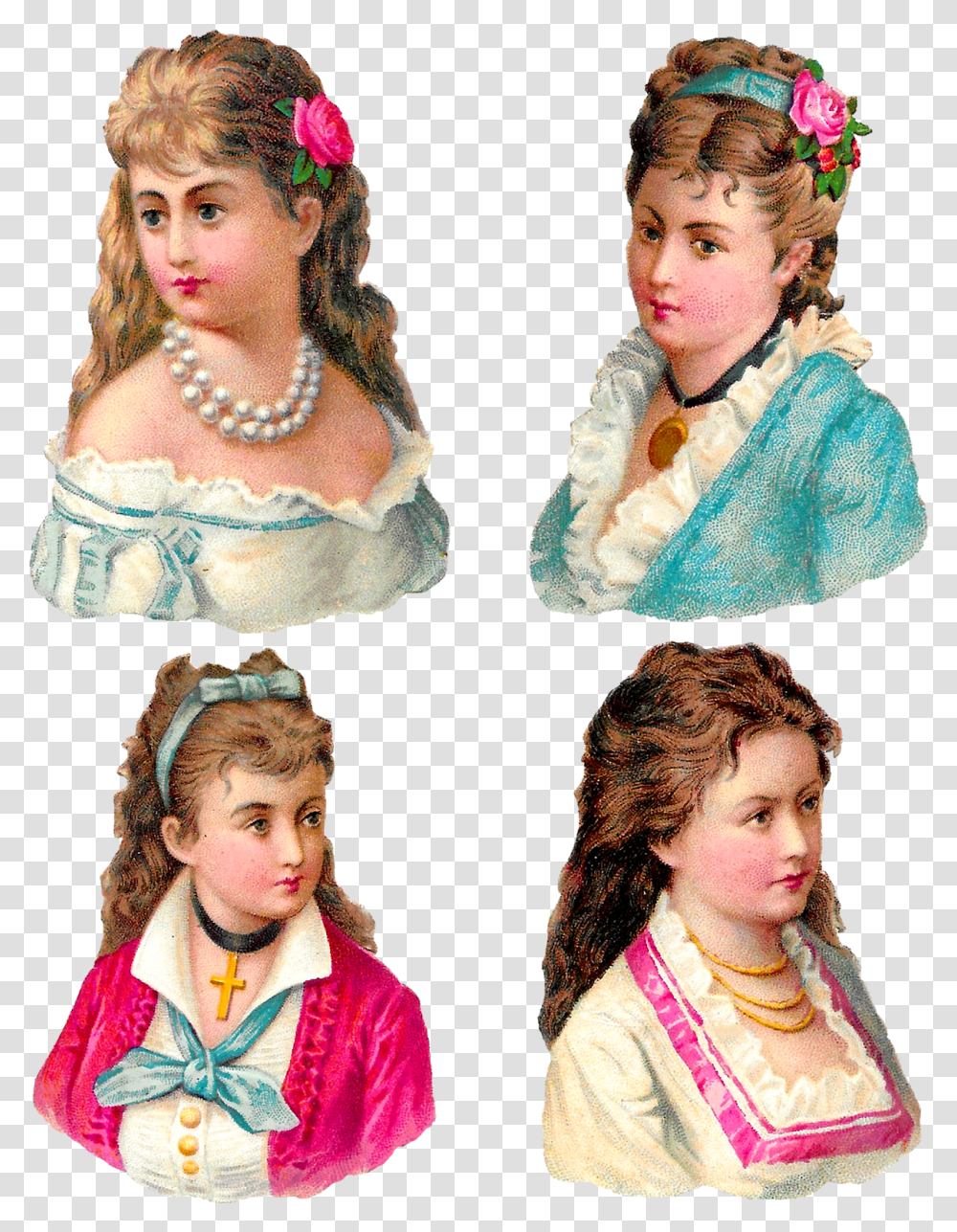 Digital Collage Sheet Victorian Women Antique Clipart Girl, Apparel, Person, Human Transparent Png