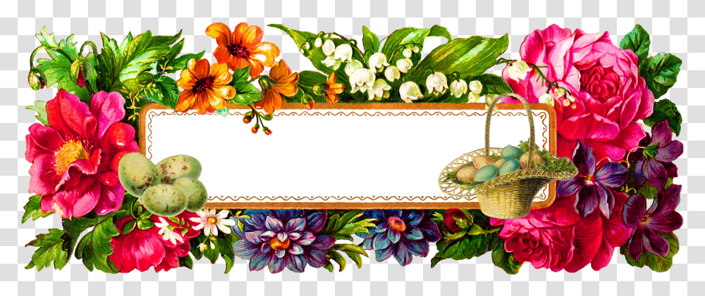 Digital Easter Label Rectangle Flower Frame Full Frame Design Background Rectangle, Floral Design, Pattern, Graphics, Art Transparent Png