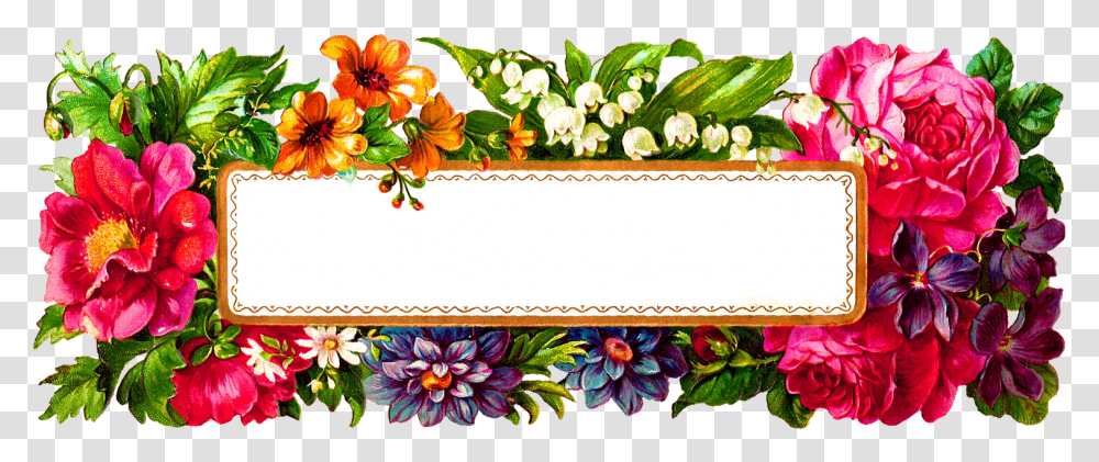 Digital Flower Label Blank Wildflower Rectangle Flower Frame, Floral Design, Pattern, Graphics, Art Transparent Png
