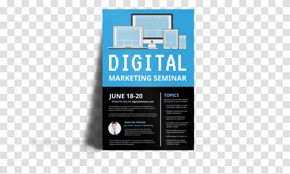 Digital Marketing Seminar Poster Template Preview Digital Marketing Seminar Poster, Advertisement, Flyer, Paper, Brochure Transparent Png