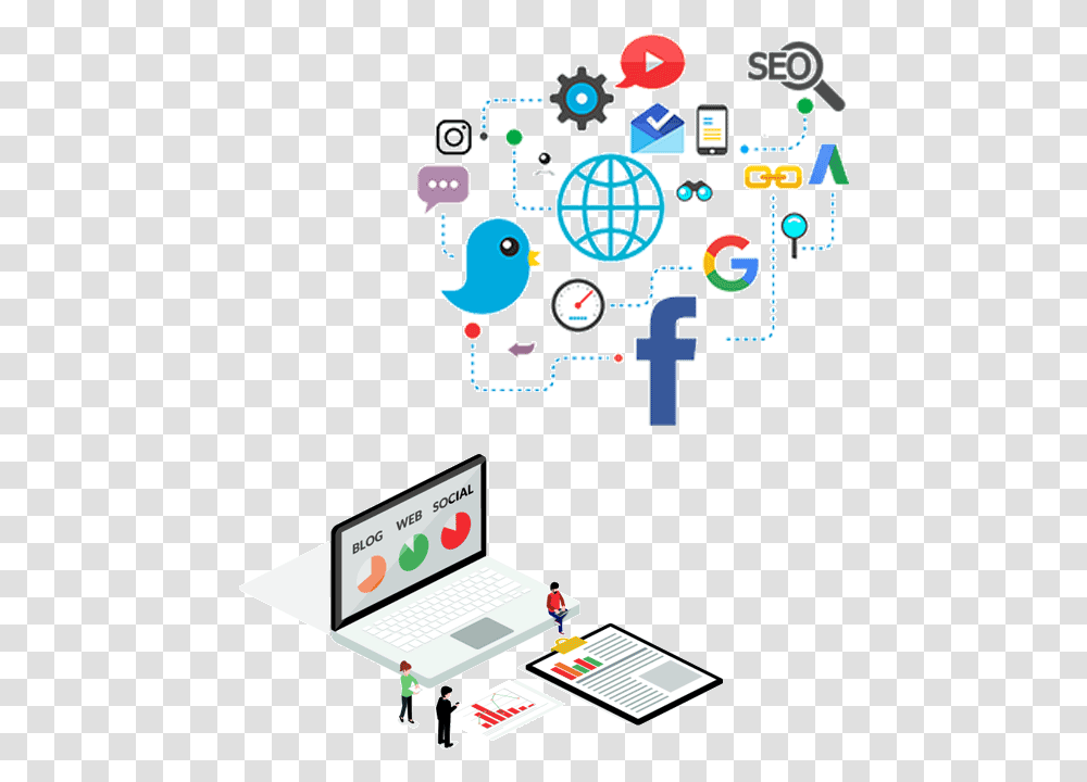 Digital Marketing Services Ppt, Flyer, Person, Laptop, Pc Transparent Png
