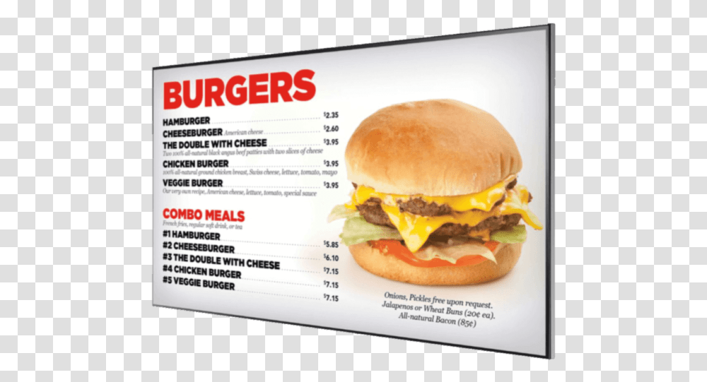 Digital Menu Board Burger Digital Menu Board, Food Transparent Png