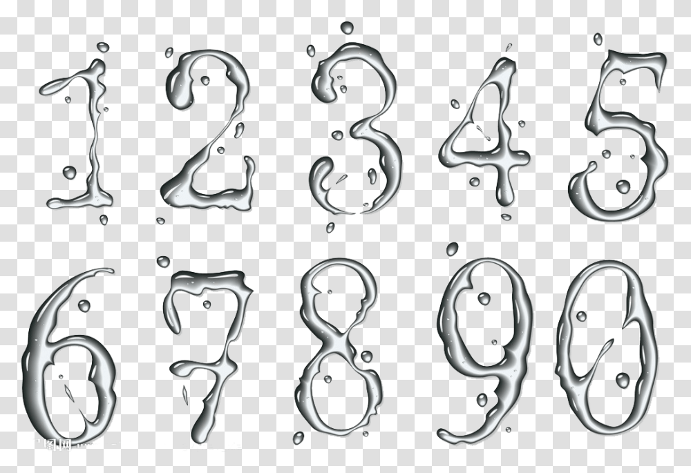 Digital Numbers Water Numbers, Alphabet, Ampersand Transparent Png