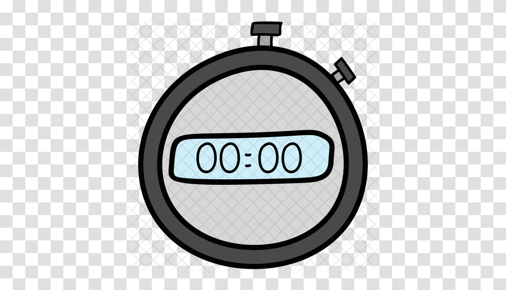 Digital Stopwatch Icon Of Doodle Style Circle, Number, Symbol, Text, Speaker Transparent Png