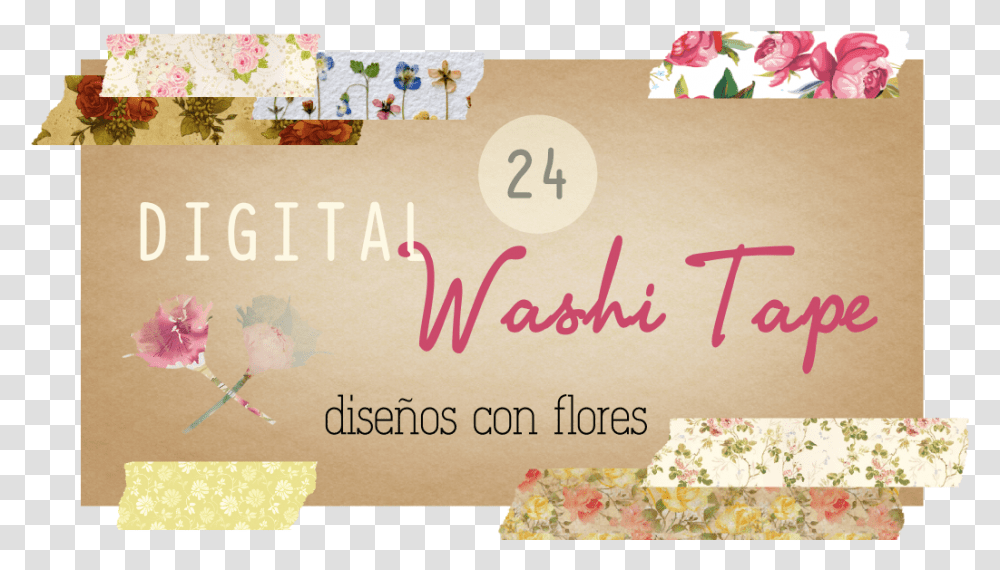Digital Washi Tape Florales Pressed Flowers, Dessert, Food, Cake Transparent Png