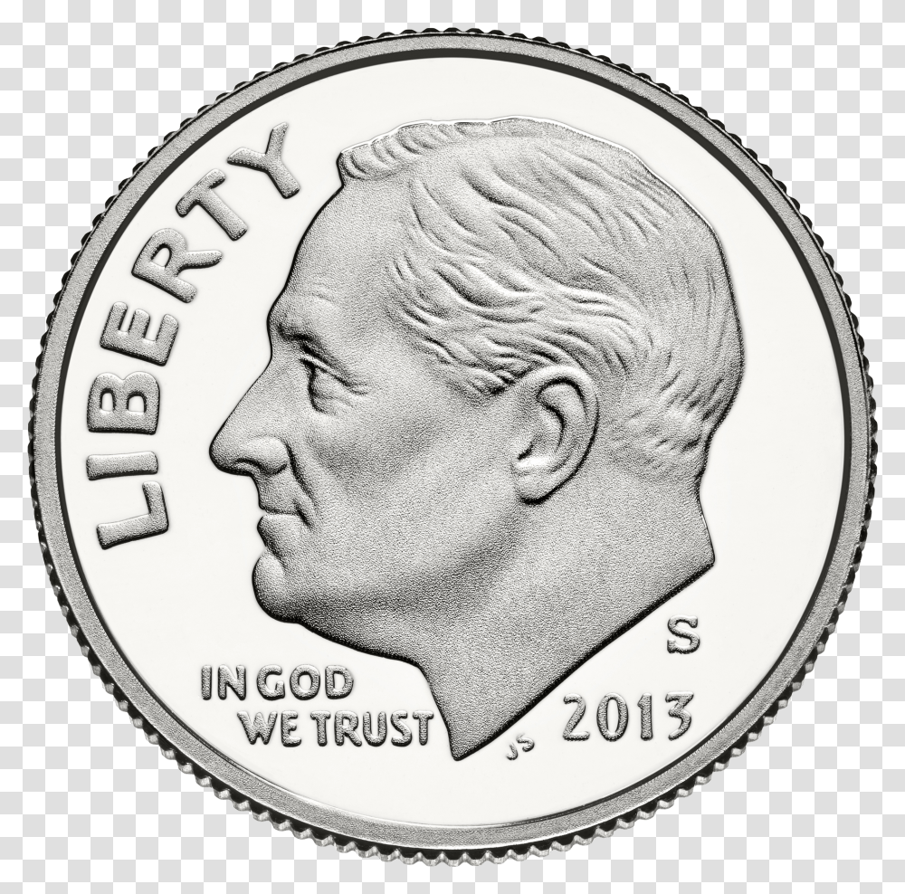 Dime Obverse 13 Dime Coin, Money, Person, Human, Nickel Transparent Png