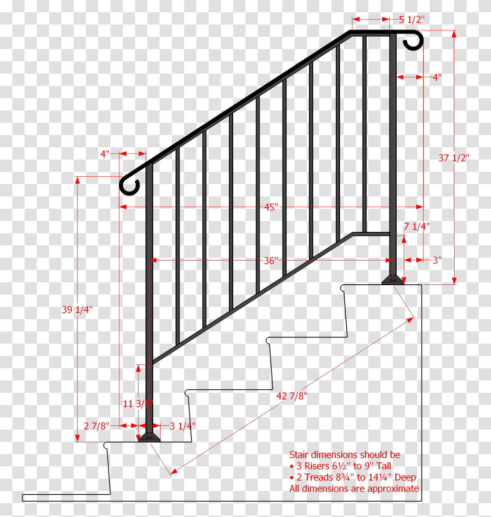 Dimensions Of Handrail For Stairs, Plot, Utility Pole, Building, Diagram Transparent Png