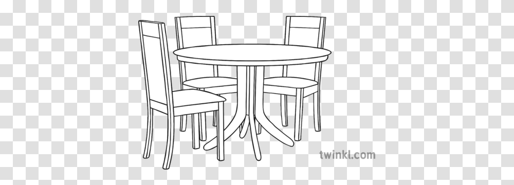 Dining Table And 3 Chairs Black Chair Table Black And White, Furniture Transparent Png