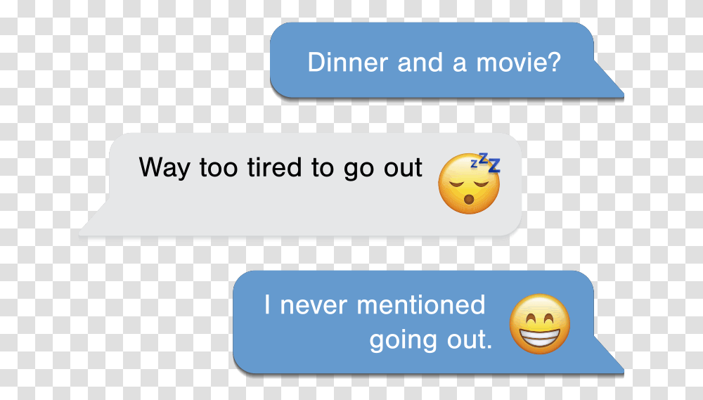 Dinner And A Movie Waytoo Tired To Go Out Smiley, Text Message, Credit Card Transparent Png