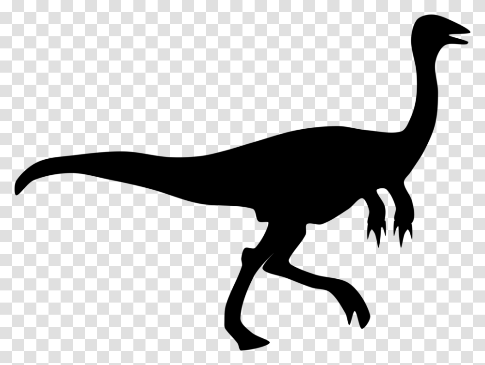 Dinosaur Raptor Silhouette Jurassic Animal Gallimimus Clip Art, Gray, World Of Warcraft Transparent Png