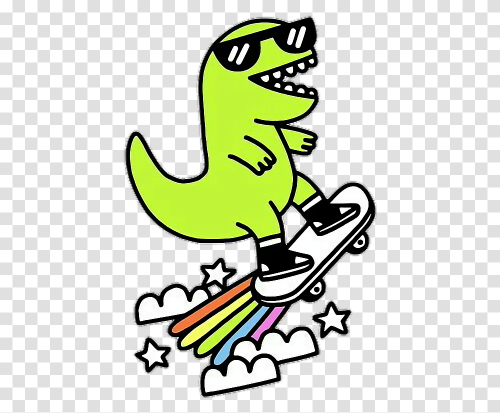 Dinosaur Tumblr Rainbow T Rex Skateboard, Label, Sticker Transparent Png