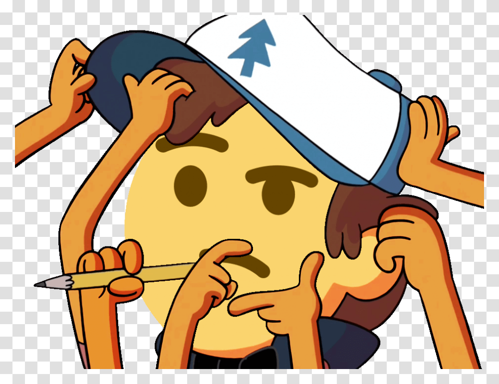 Dipper Version Thinking Face Emoji Know Your Meme, Hand, Crowd Transparent Png