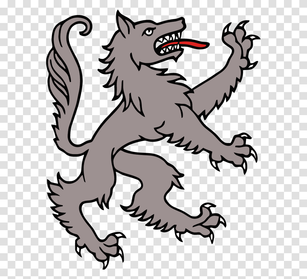 Dire Wolf Medieval Paintings Family Crest With Wolf, Dragon, Animal, Person, Human Transparent Png