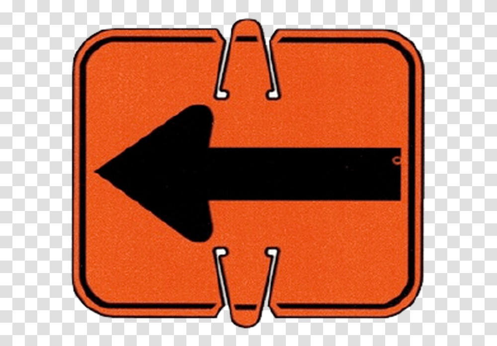 Directional Orange Cone Sign W Black Arrow Horizontal, Symbol, Road Sign, Text, Stopsign Transparent Png