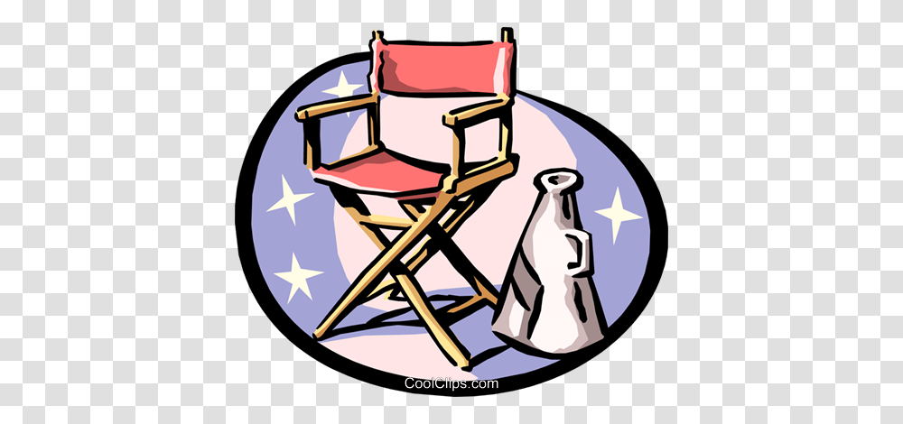 Directors Chair And Megaphone Royalty Free Vector Clip Art, Furniture, Canvas, Wheelchair Transparent Png