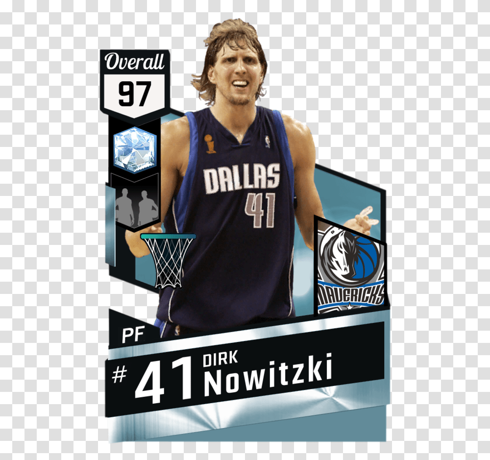 Dirk Nowitzki Myteam Diamond Card Giannis Antetokounmpo 2k Card, Person, Crowd, Advertisement, Poster Transparent Png