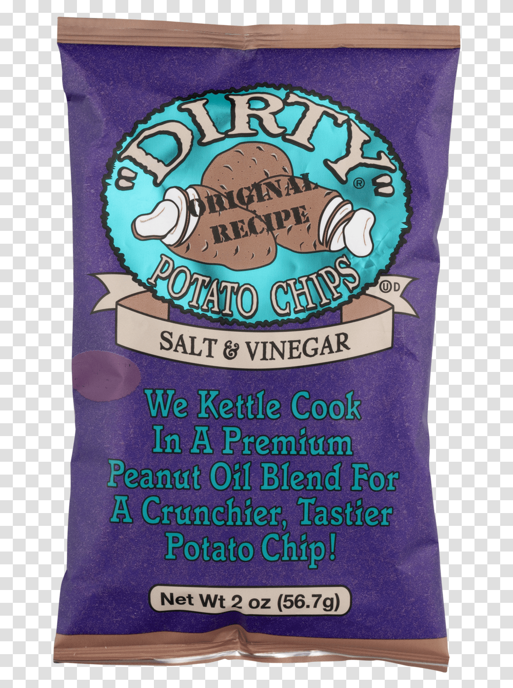 Dirty Potato Chips Sea Salt And Vinegar 2 Oz, Cushion, Pillow, Plant, Food Transparent Png