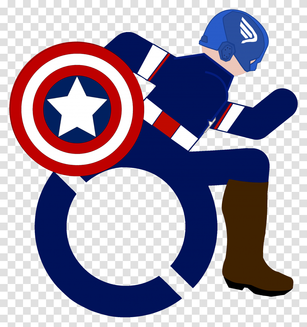 Disabled Captain America New Logo Silla De Ruedas Full, Symbol, Star Symbol Transparent Png