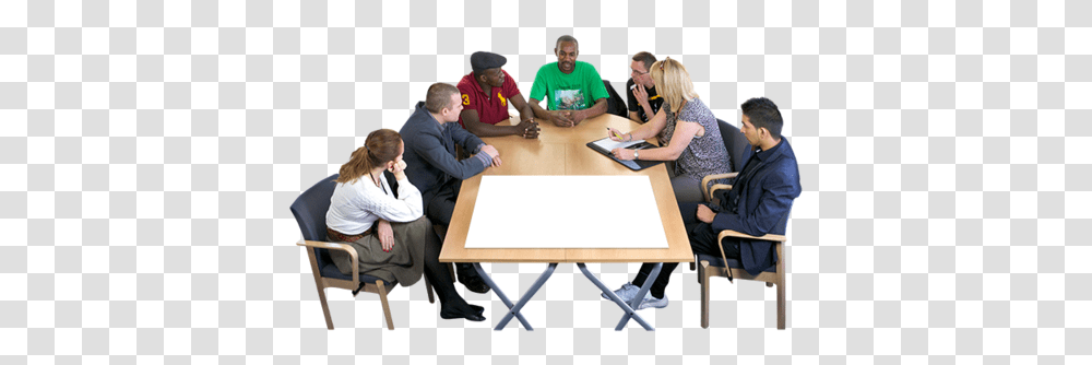 Disabled People And Table, Person, Sitting, Chair, Furniture Transparent Png