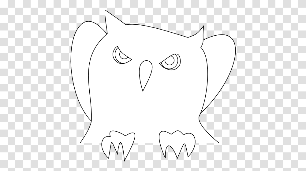 Disappointed Owl Black White Line Art Clip Art, Pillow, Cushion, Animal, Cat Transparent Png