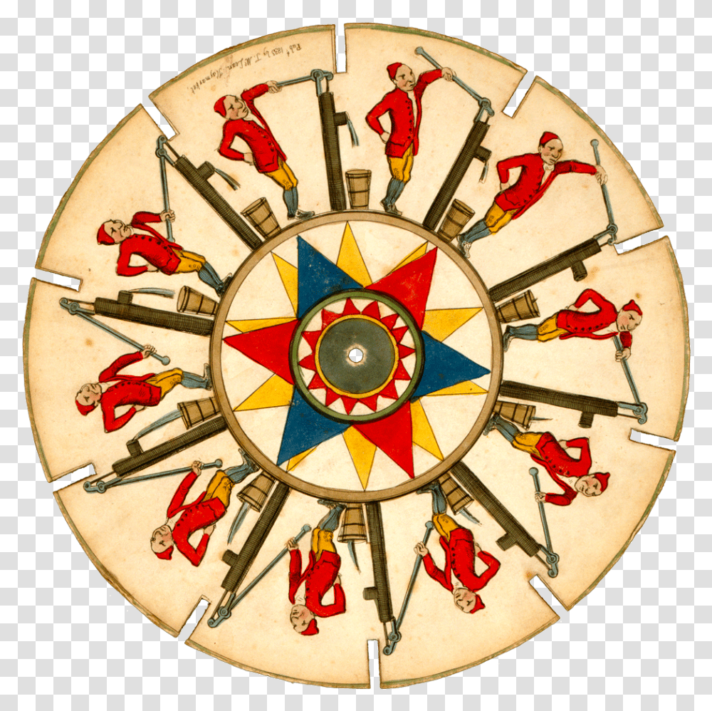 Disc With Man Pumping Water Phenakistoscope Animation, Person, Human, Compass, Clock Transparent Png