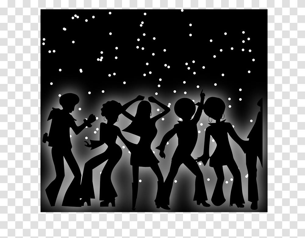 Disco Dark Dancing Lights People Silhouettes Save The Date Dance Party, Person, Paper, Crowd, Music Band Transparent Png