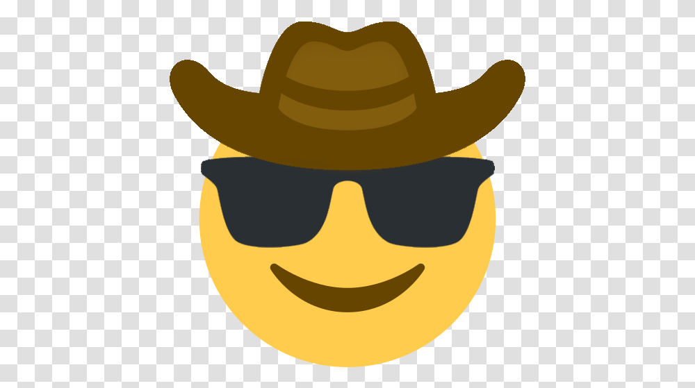 Discord Emoji Cowboy Emoji With Sunglasses, Clothing, Apparel, Cowboy Hat Transparent Png