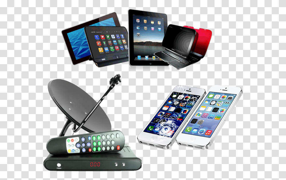 Dish Antenna With Set Top Box, Mobile Phone, Electronics, Cell Phone, Screen Transparent Png