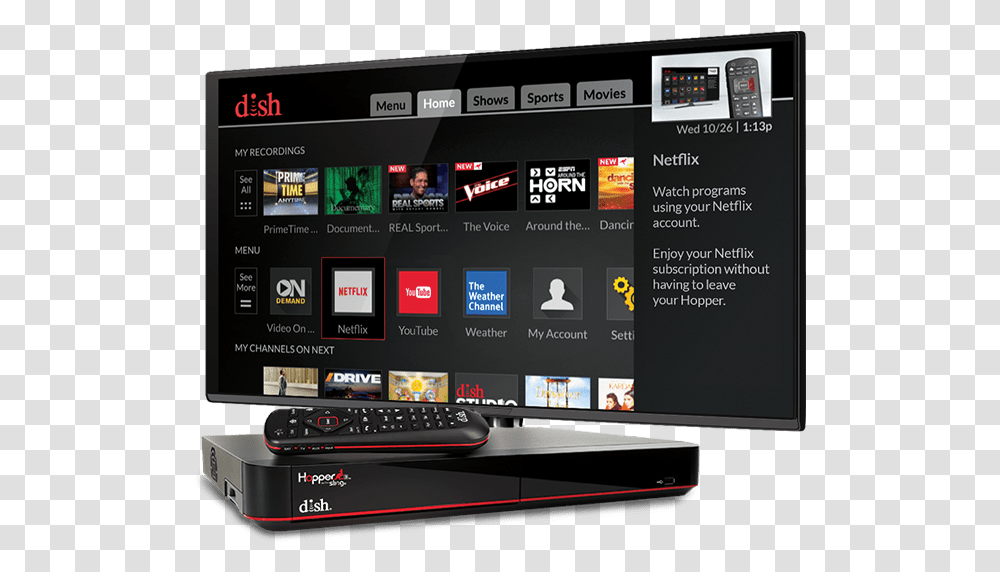 Dish Hopper 3 Hd Dvr Lg Smart Tv To Alexa, Computer, Electronics, Scoreboard, Tablet Computer Transparent Png