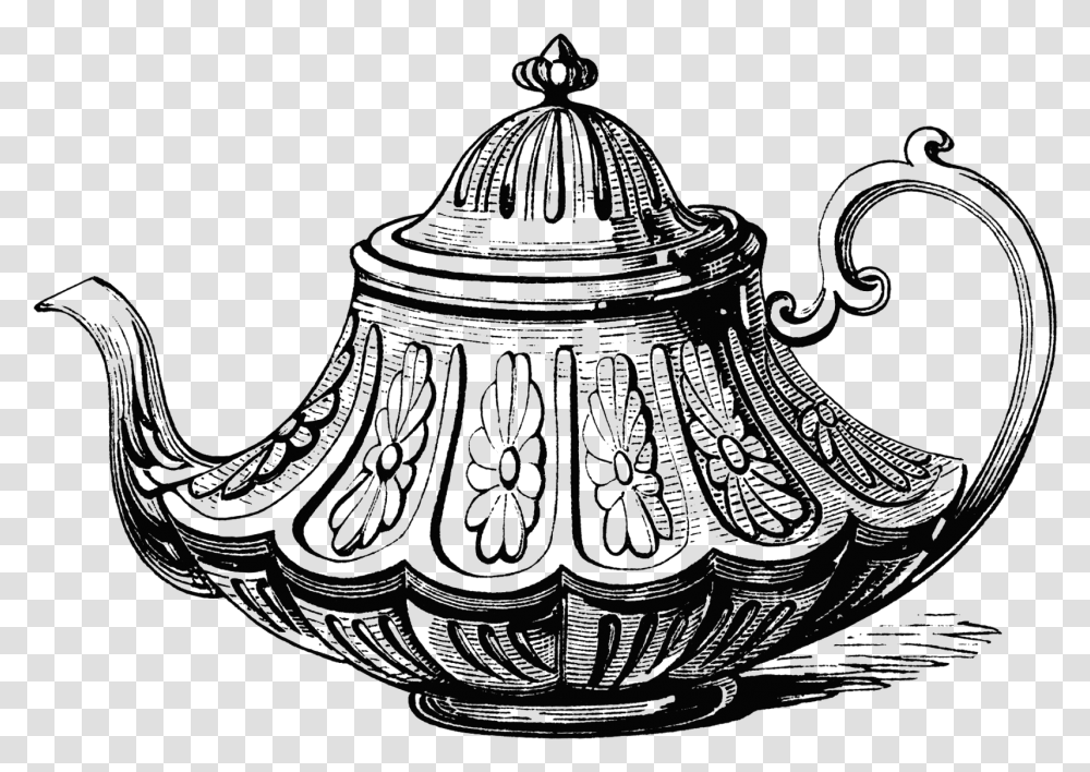 Dishes Clipart Tea Plate Ornate Teapot, Pottery, Silhouette, Porcelain, Urn Transparent Png