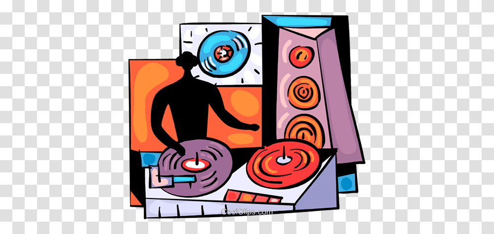 Disk Jockey Spinning His Records Royalty Free Vector Clip Art, Number, Poster Transparent Png