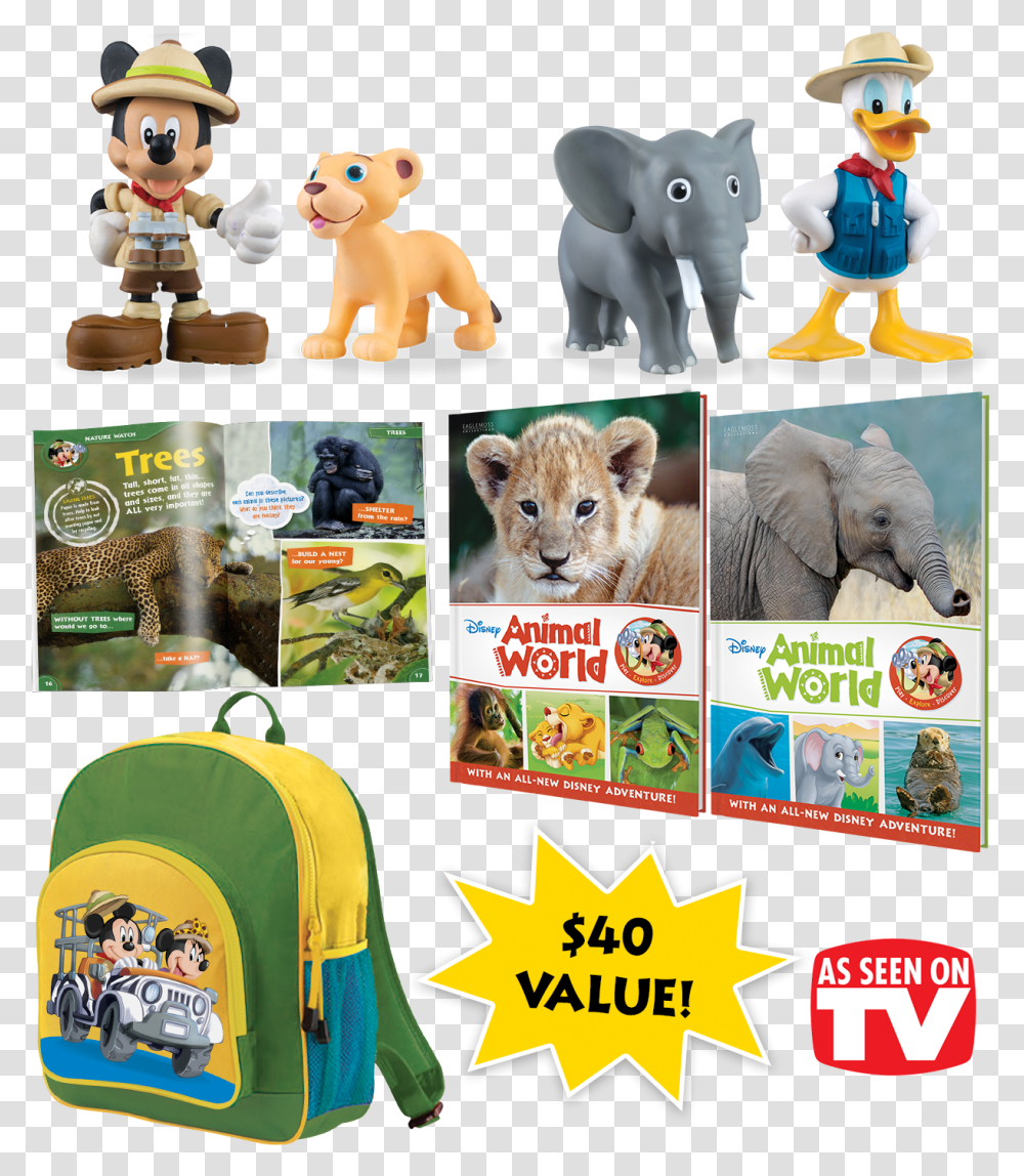Disney Animal World Eaglemoss Hiking Equipment, Advertisement, Poster, Elephant, Mammal Transparent Png